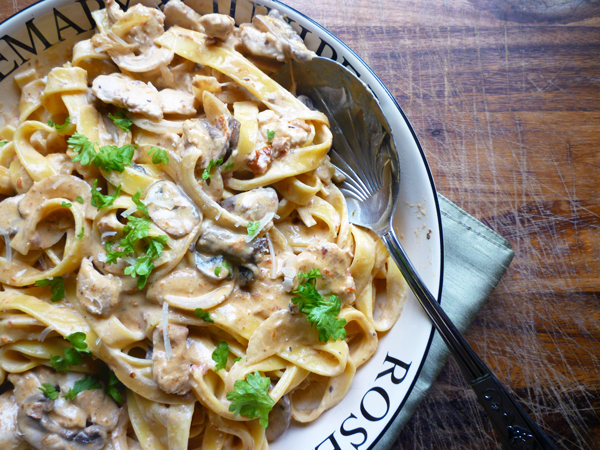 Pasta ai funghi e pollo